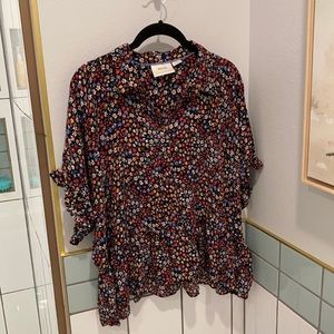 Maeve ditsy floral peplum top SIZE LARGE